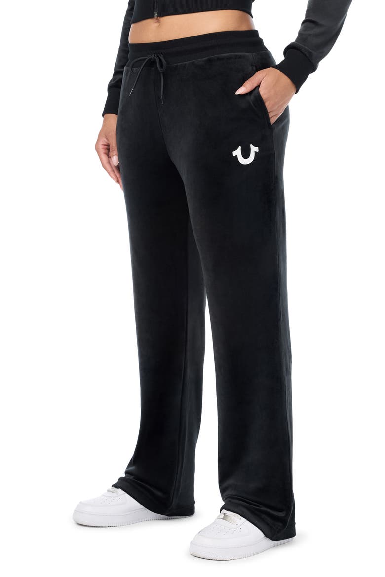 Kiss Velour Straight Leg Pants, Alternate, color, JET BLACK