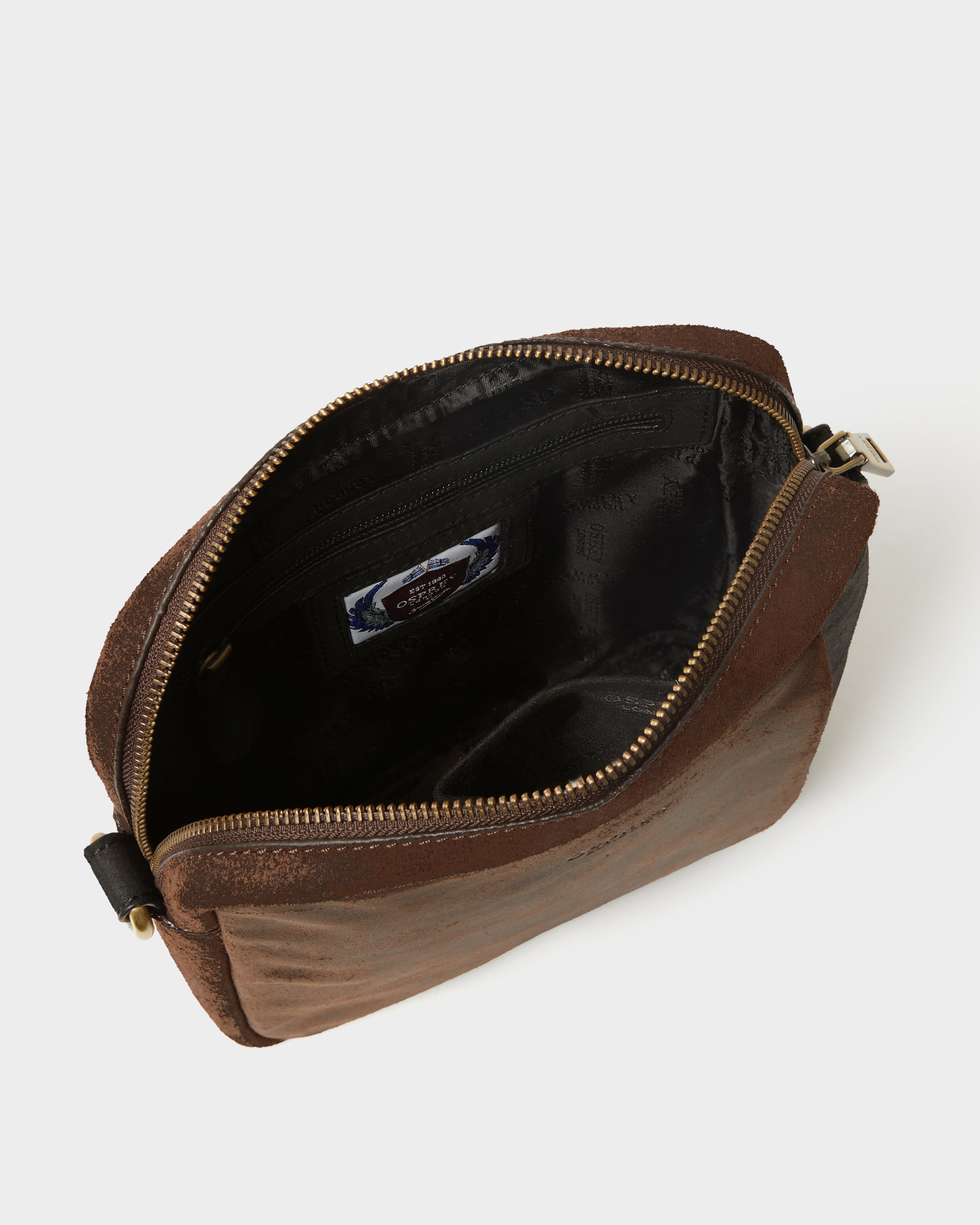 The Jenson Small Leather Messenger Bag, Alternate, color, Chocolate & Black