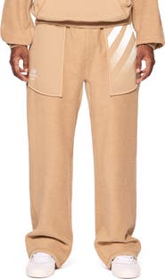 L/AB C/O OFF-WHITE Reverse Knit Wide Leg Sweatpants