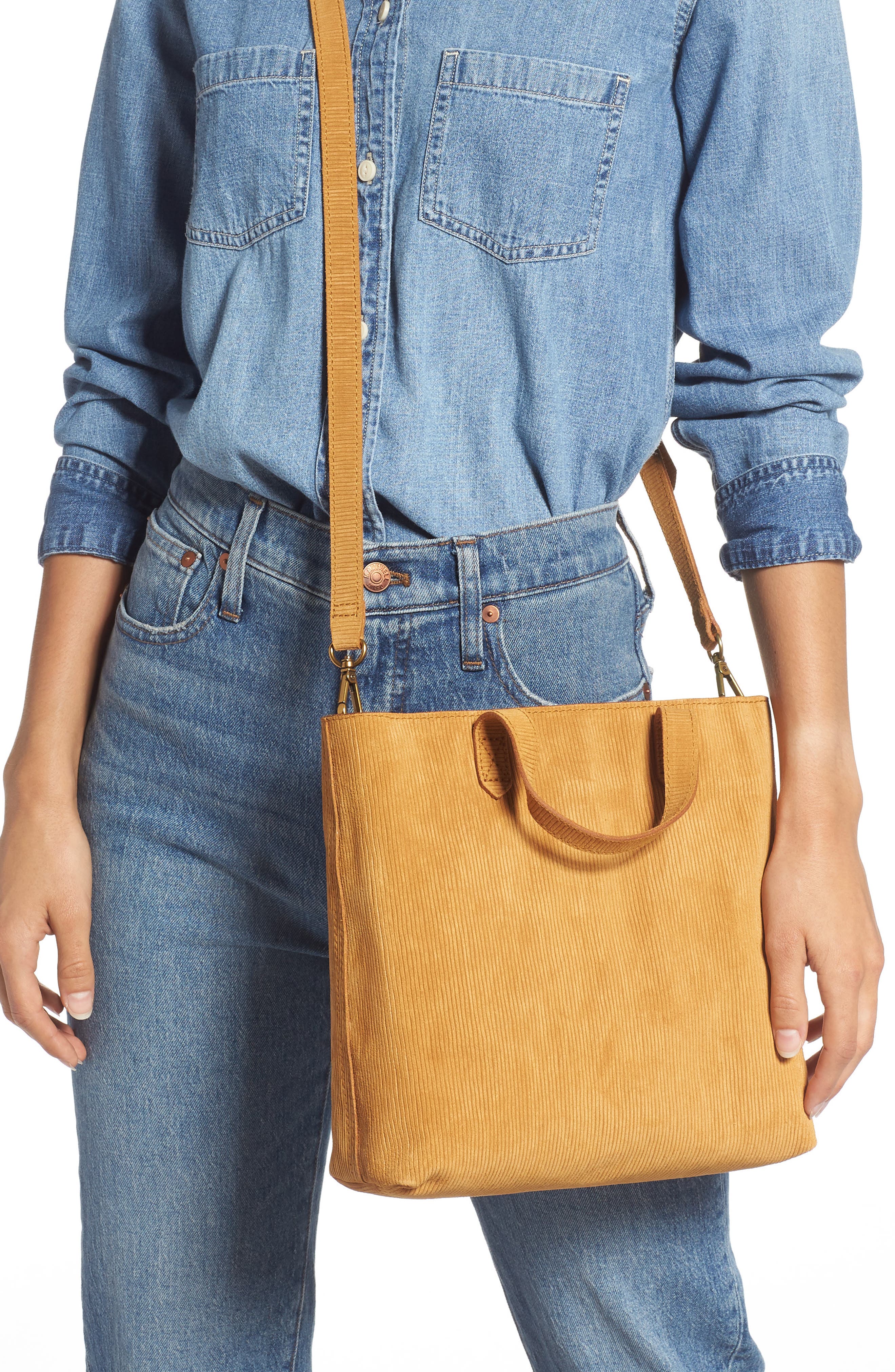 The Zip-Top Transport Corduroy Suede Crossbody Bag, Alternate, color, BOUTIQUE GOLD