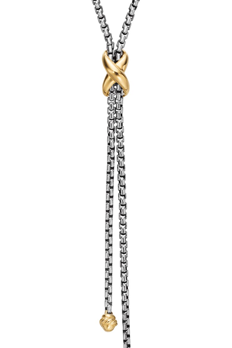 Petite X Lariat 18K Gold Y-Necklace, Alternate, color, SILVER/ YELLOW GOLD