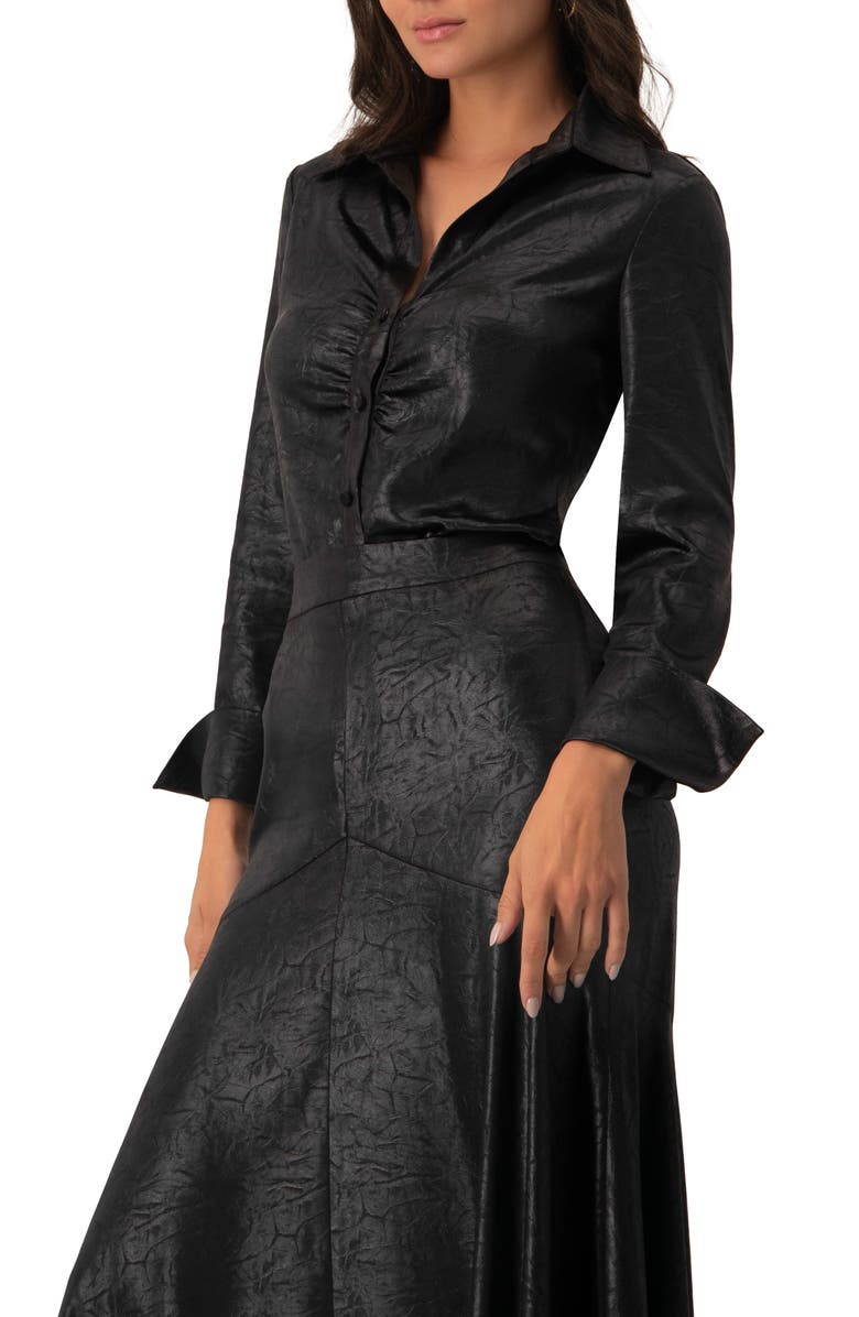 IVONNE Long Sleeve Faux Leather Shirt, Alternate, color, 