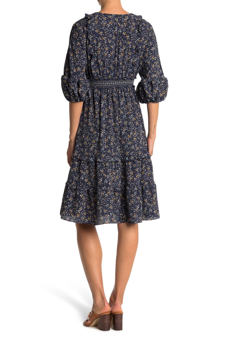 V-Neck Empire Waist Dress, Alternate, color, NVBLUFLB