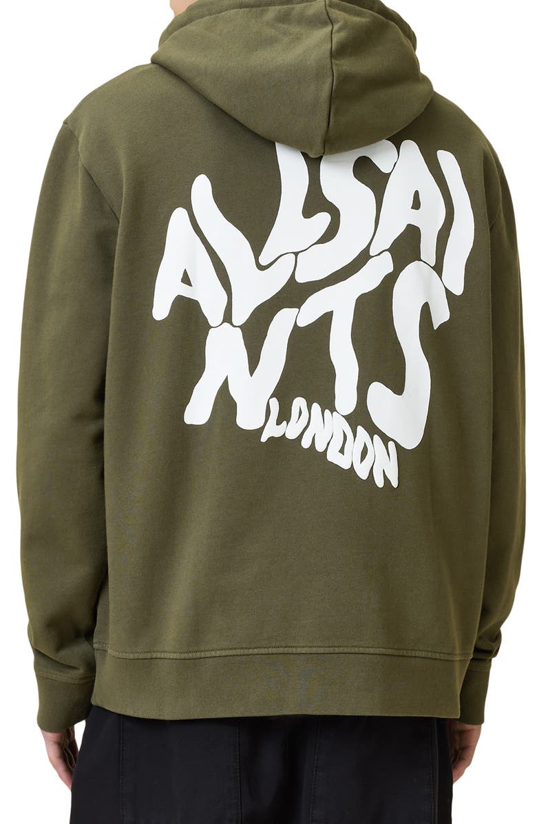 AllSaints Orlando Logo Graphic Hoodie, Alternate, color, Pastoral Green