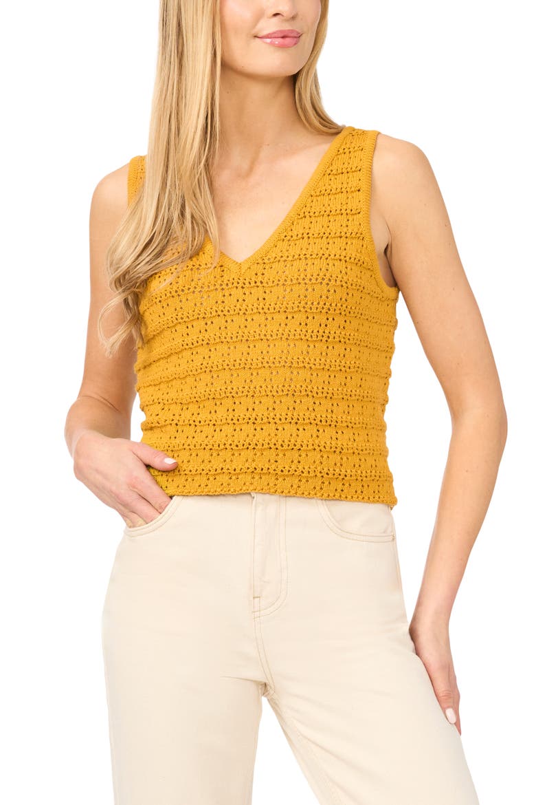 Openwork Sleeveless Sweater, Main, color, TAWNY