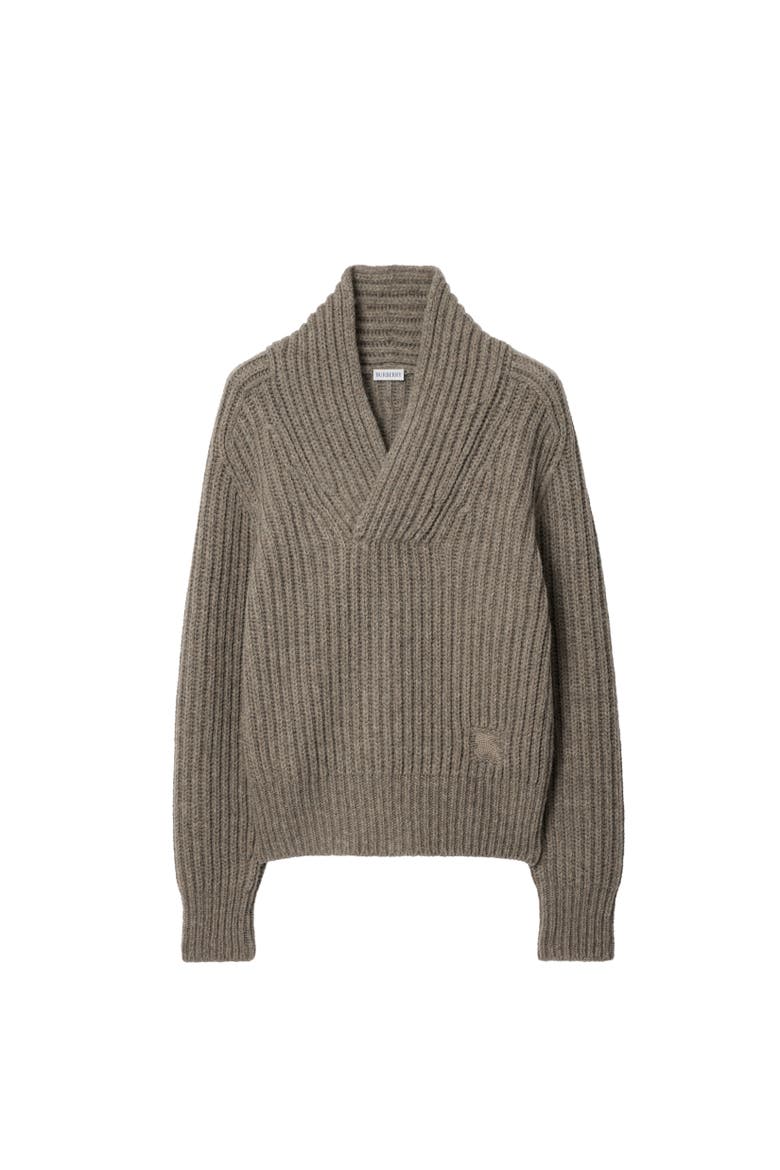 Shawl Collar Wool Sweater, Alternate, color, Beige melange