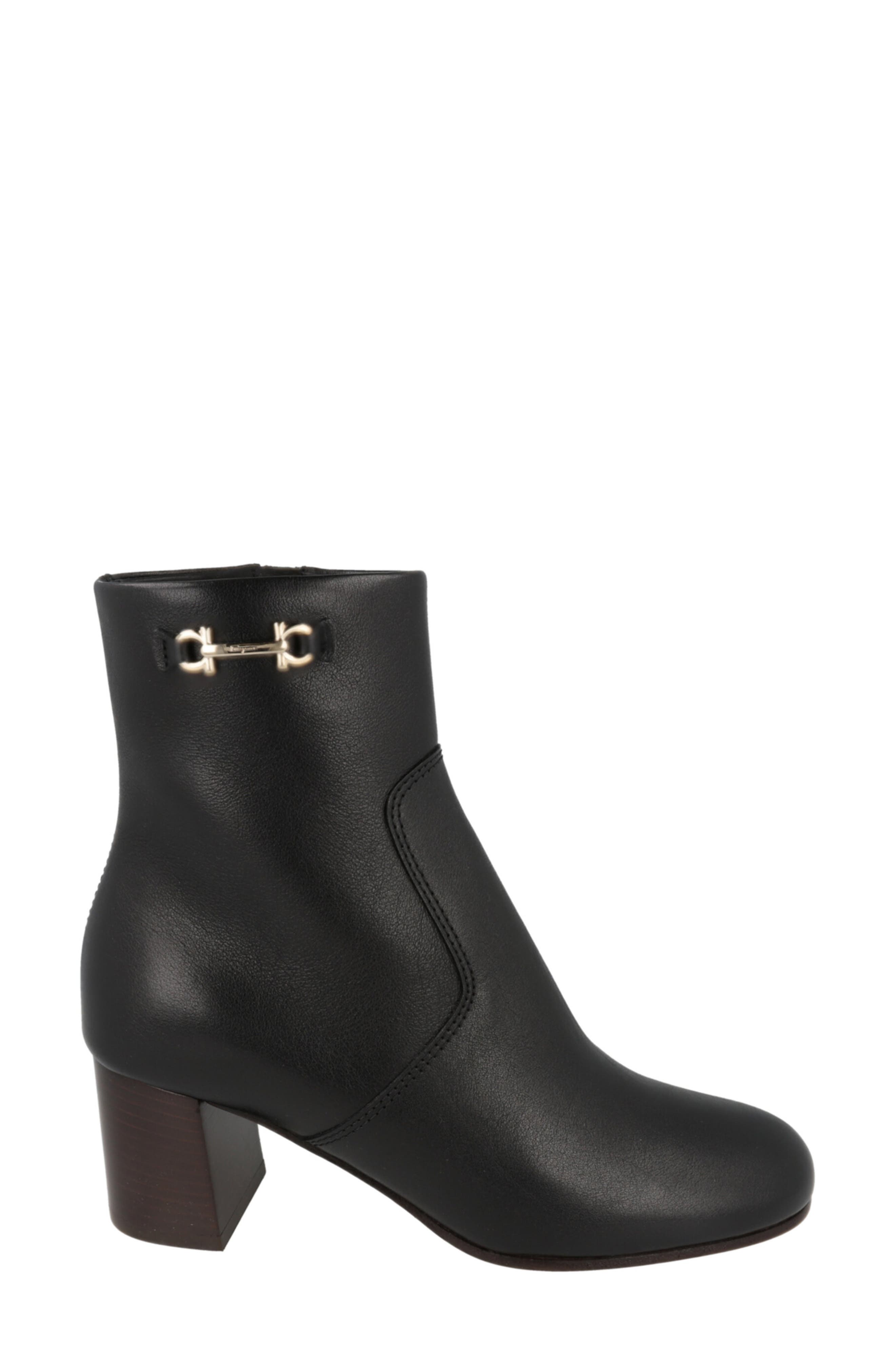 FERRAGAMO Oreste Leather Bootie, Alternate, color, Black Black