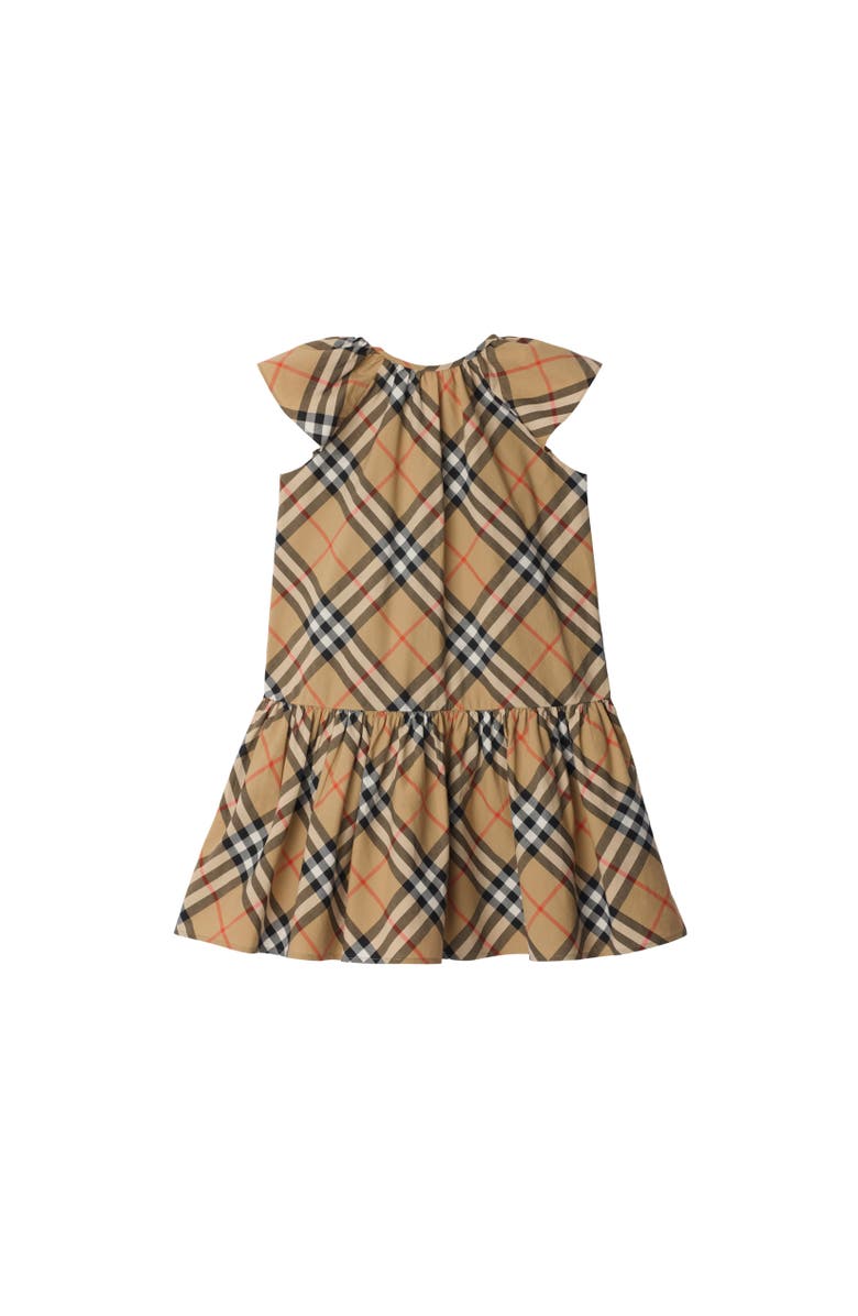 Burberry Girls' Check Cotton Dress, Alternate, color, Sand Beige