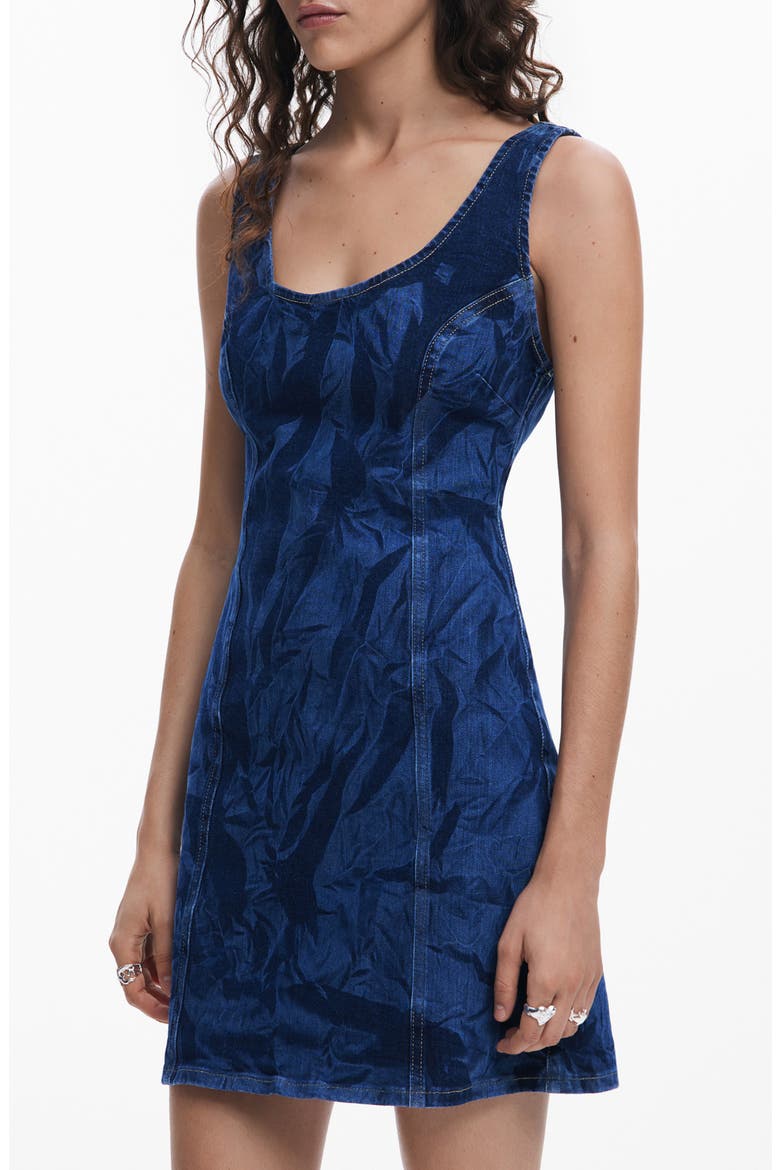 Sleeveless Denim Minidress, Alternate, color, DARK BLUE