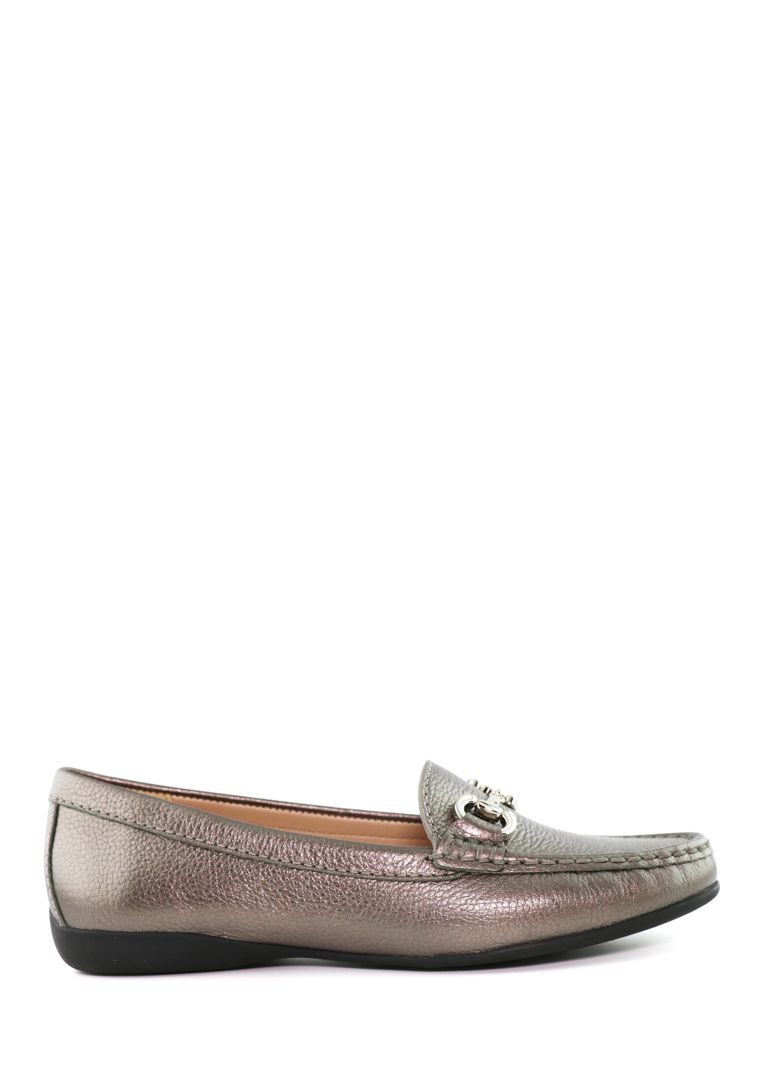Carter Road Slip On Leather Buckle Loafer, Alternate, color, Pewter Metallic Grainy Leather