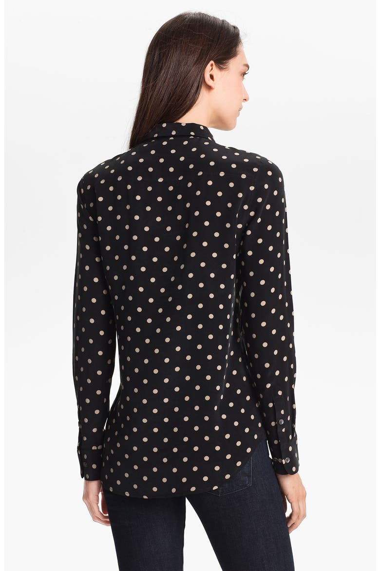 'Adele' Polka Dot Silk Blouse, Alternate, color, BLACK/ NUDE