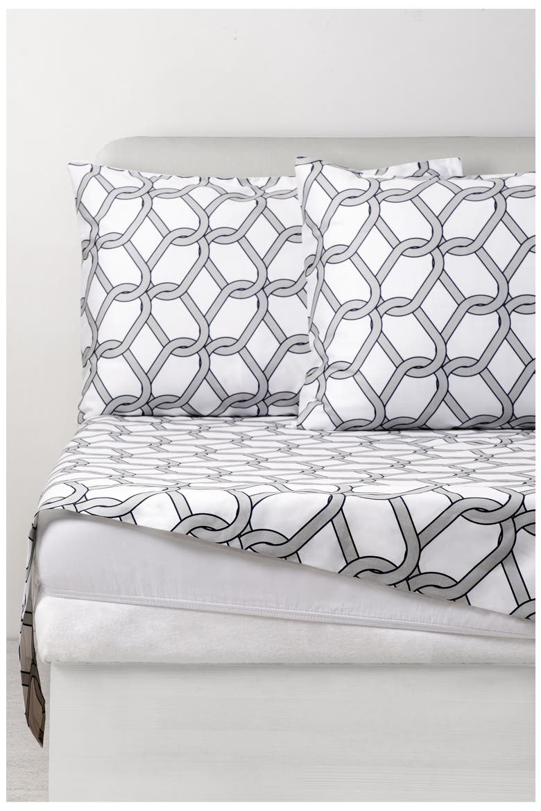 Four-Piece Chain Link Sheet Set, Alternate, color, GREY