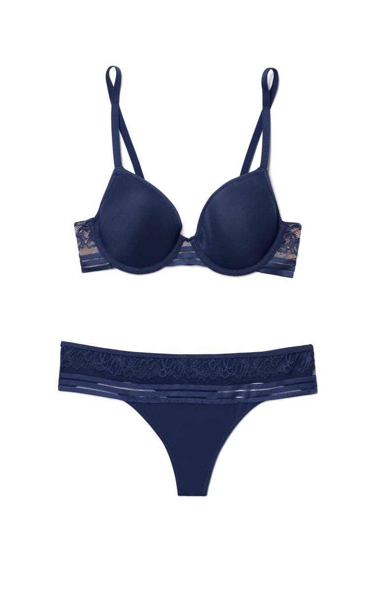 Adore Me Amellia Contour Demi Bra, Alternate, color, Dark Blue