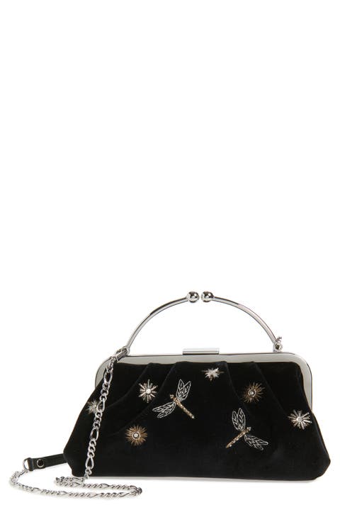 x Cinq à Sept Embroidered Velveteen Frame Clutch (Nordstrom Exclusive)