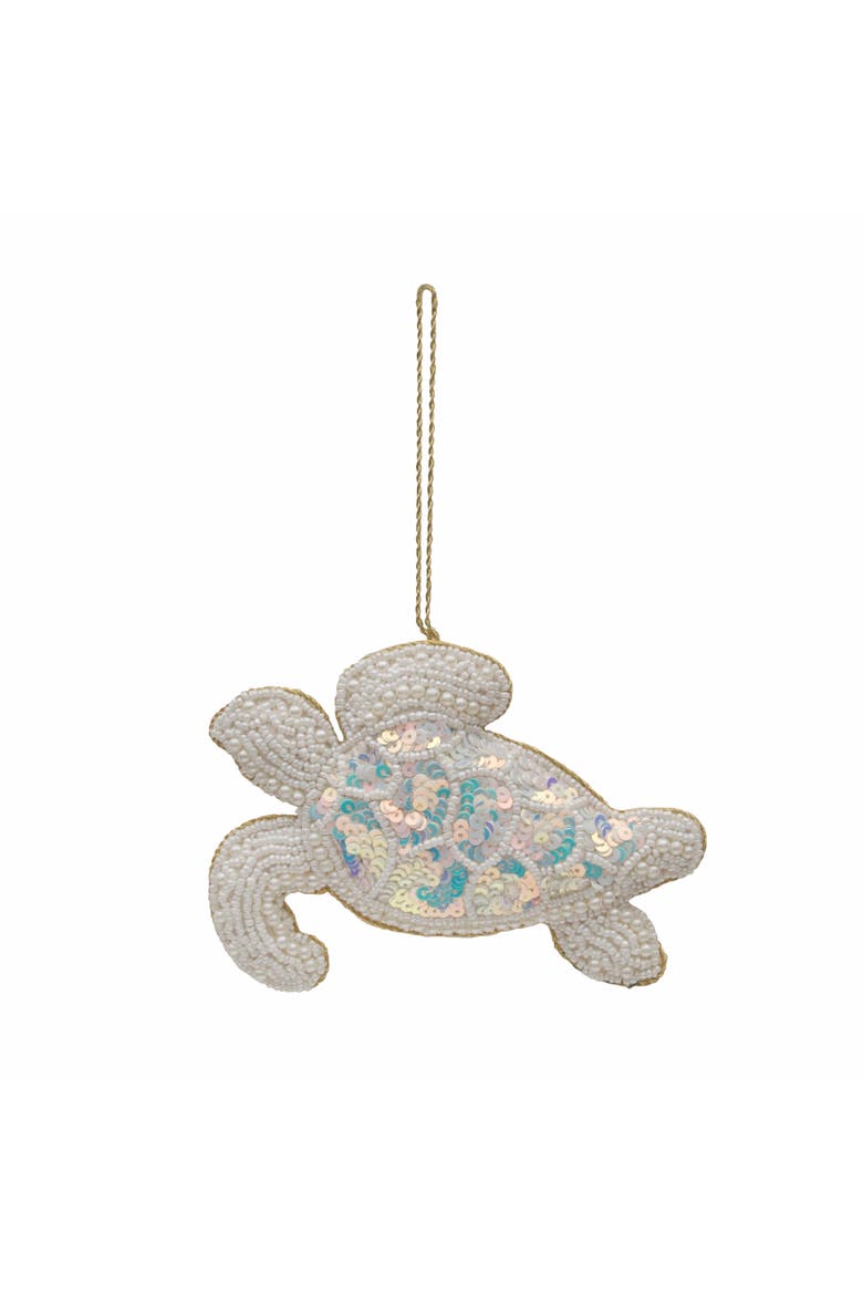Pearl Shimmer Sea Turtle Ornament, Main, color, White