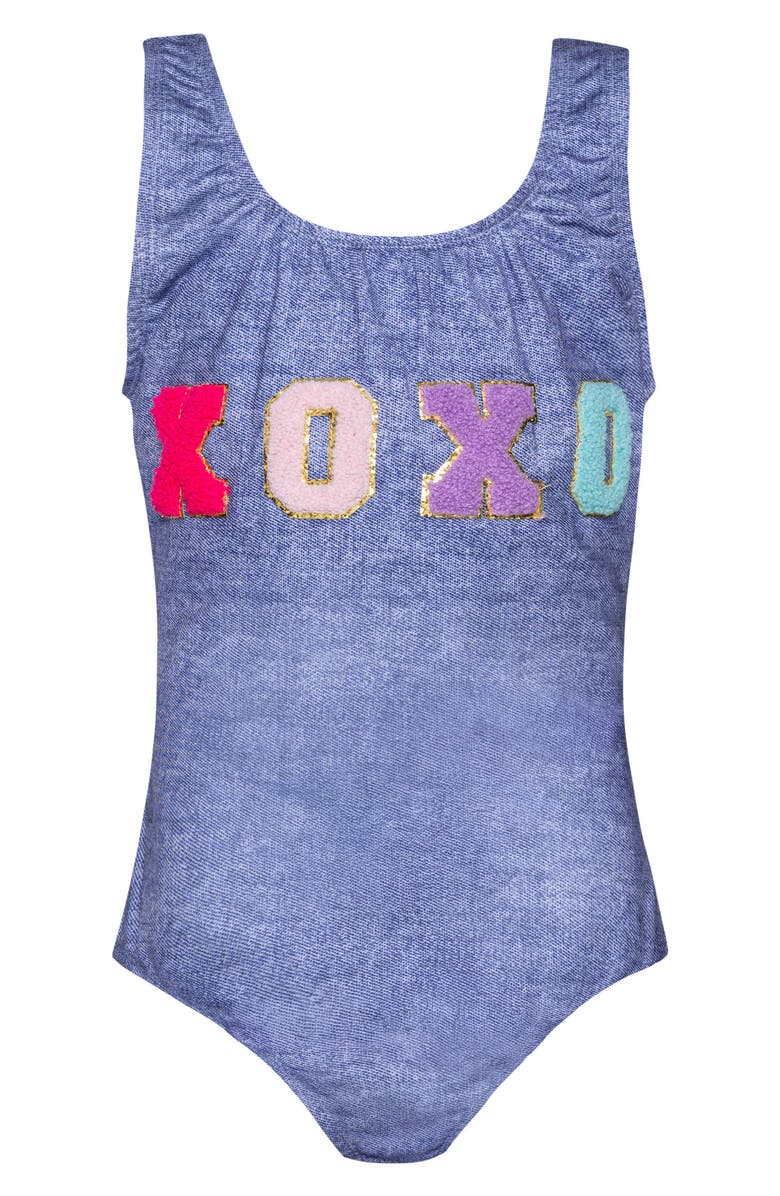 PQ SWIM Kids' XOXO One-Piece Swimsuit, Main, color, Indie Sky