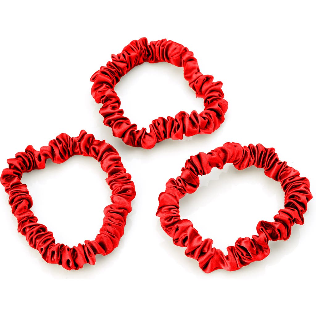 Blissy 3-pack Skinny Silk Scrunchies In Red