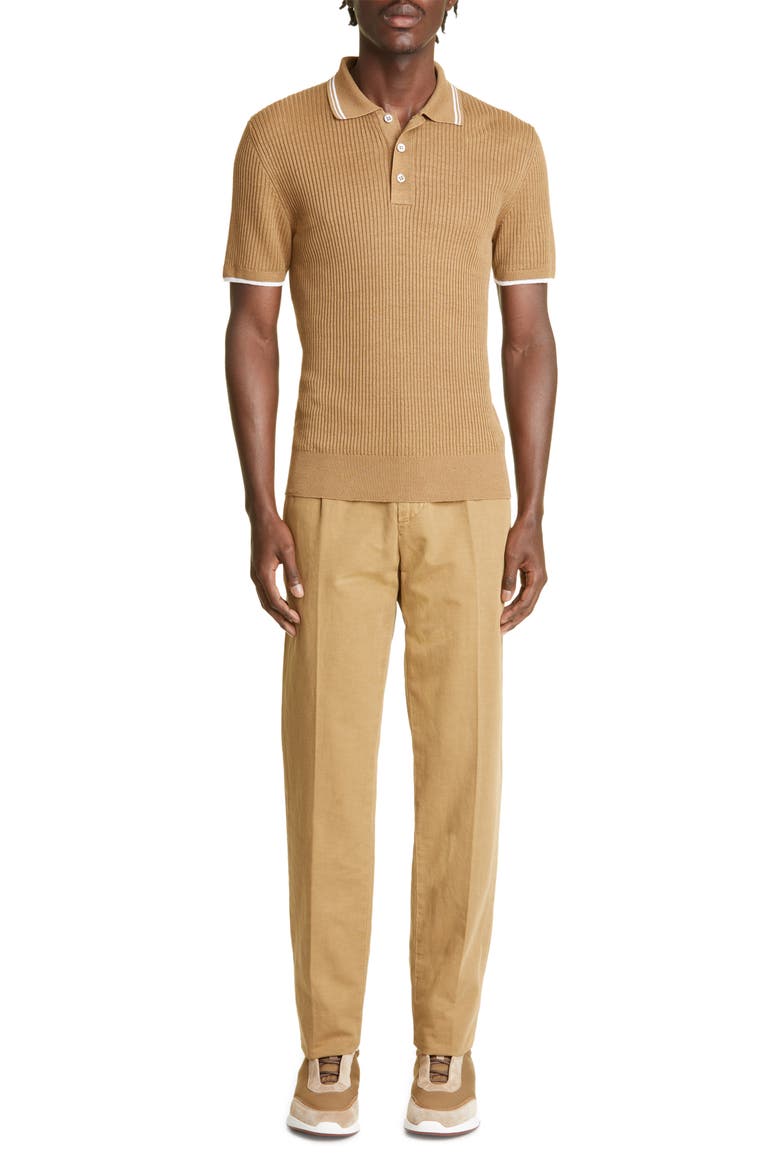 Cotton & Linen One-Pleat Chinos, Alternate, color, ALDER