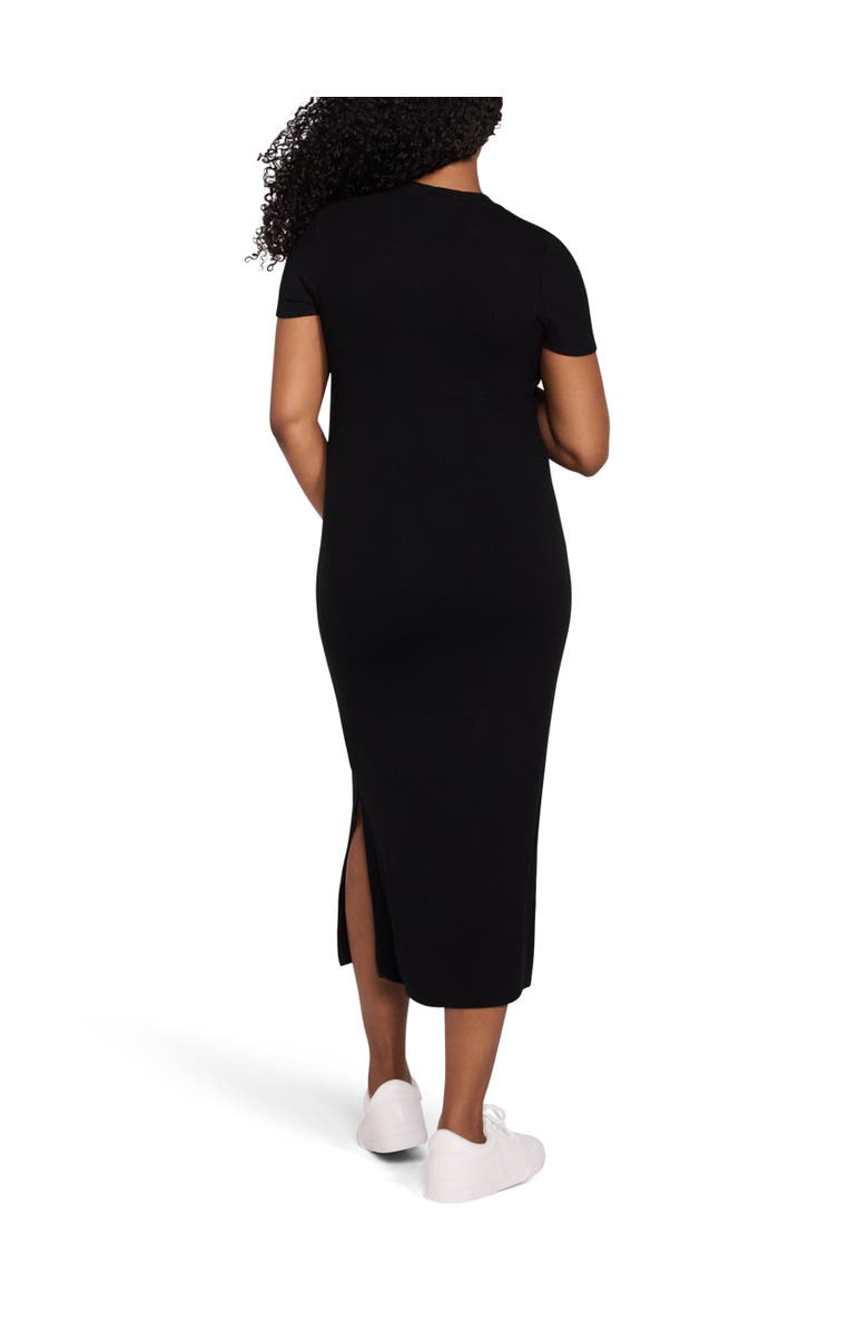 MOTHERHOOD MATERNITY Crew Neck Short Sleeve Nursing Midi Dress, Alternate, color, Black