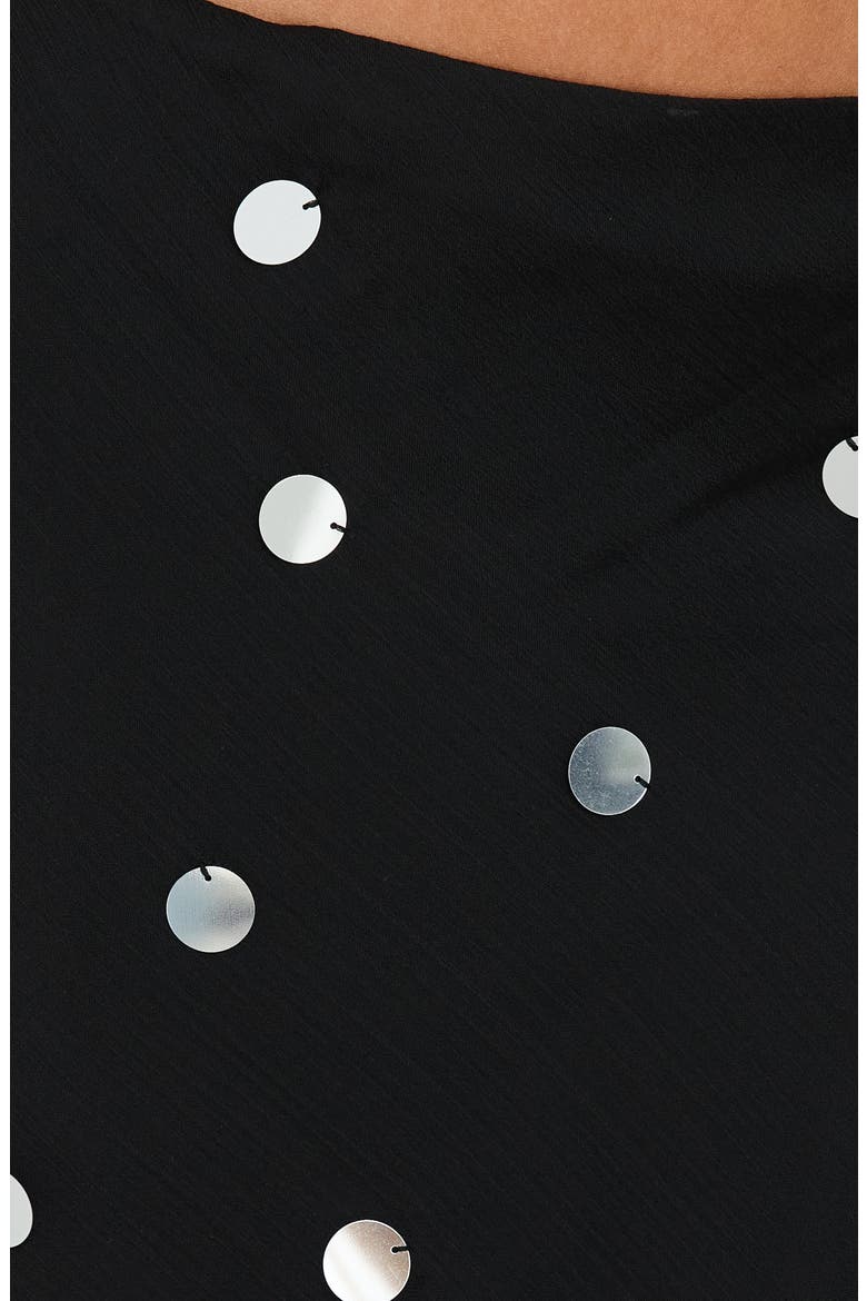 Kessiah Sequin Low Rise Midi Skirt, Alternate, color, BLACK