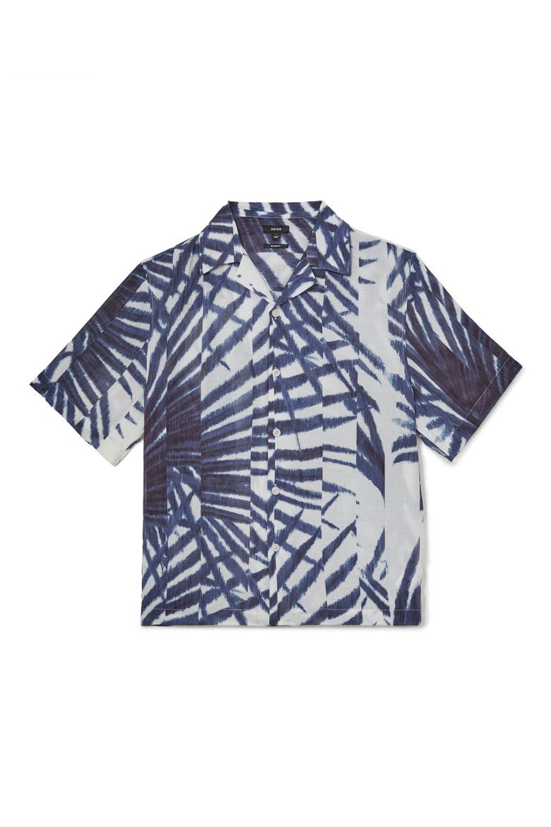 Shindora Relaxed Fit Palm Print Camp Shirt, Alternate, color, NAVY/ WHITE