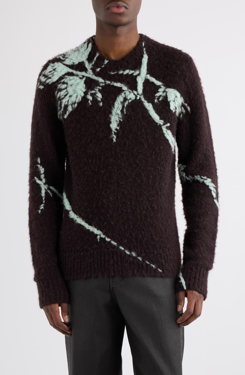 Dries Van Noten Mouche Alpaca & Merino Wool Sweater, Main, color, Dark Brown