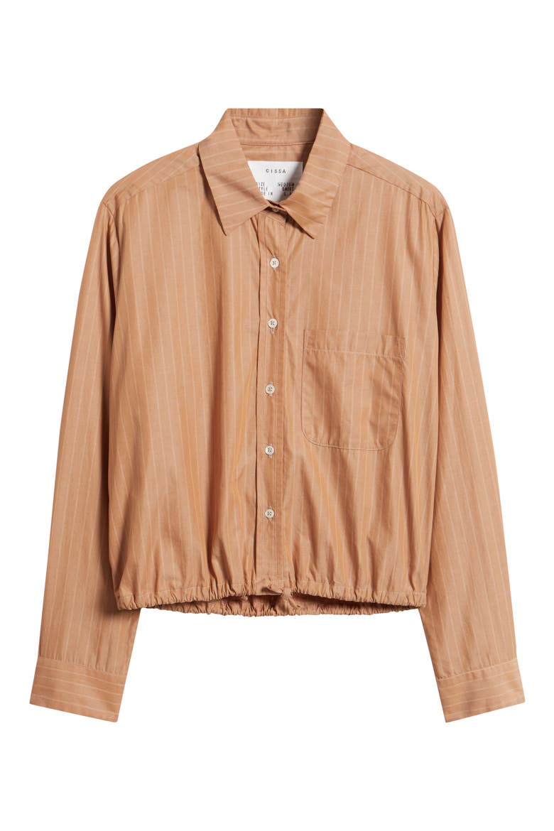 Cinch Waist Button-Up Shirt, Alternate, color, DUNE STRIPE