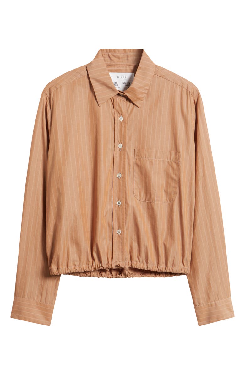 CISSA Cinch Waist Button-Up Shirt, Alternate, color, Dune Stripe