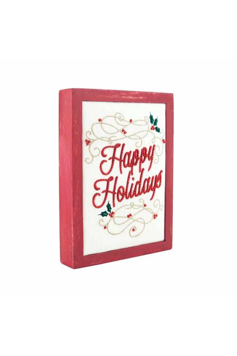 Christmas "Happy Holidays" Swirl Decorative Shadow Box 6" x 8", Alternate, color, Red