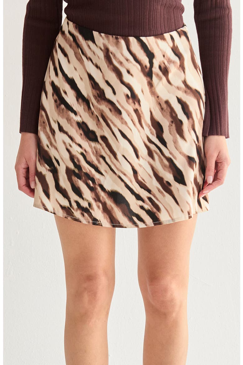 Abstract Animal Print Mini Skirt, Main, color, Brown