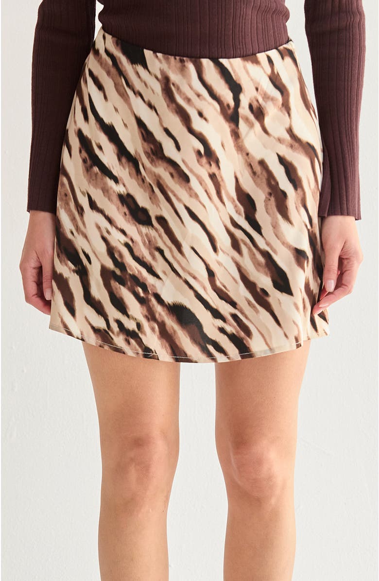 CRESCENT Abstract Animal Print Mini Skirt, Main, color, Brown