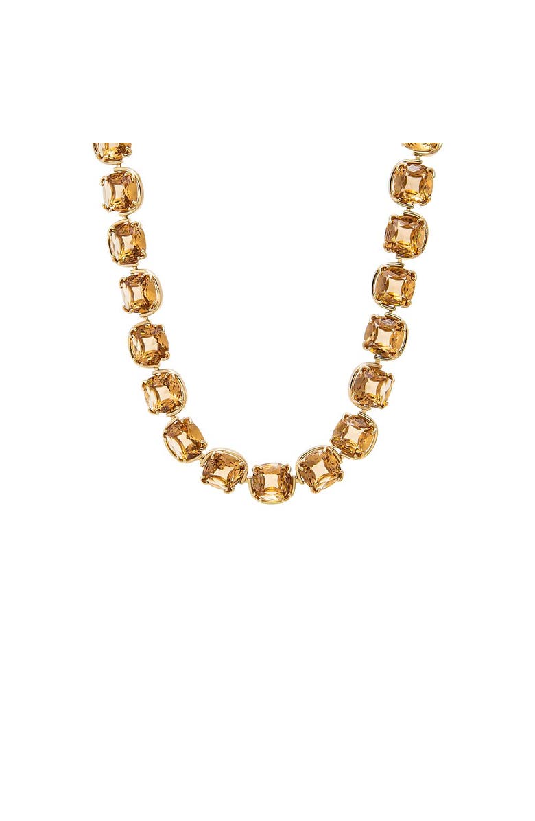 BY ADINA EDEN Square Champagne Tennis Necklace, Main, color, Topaz Yellow