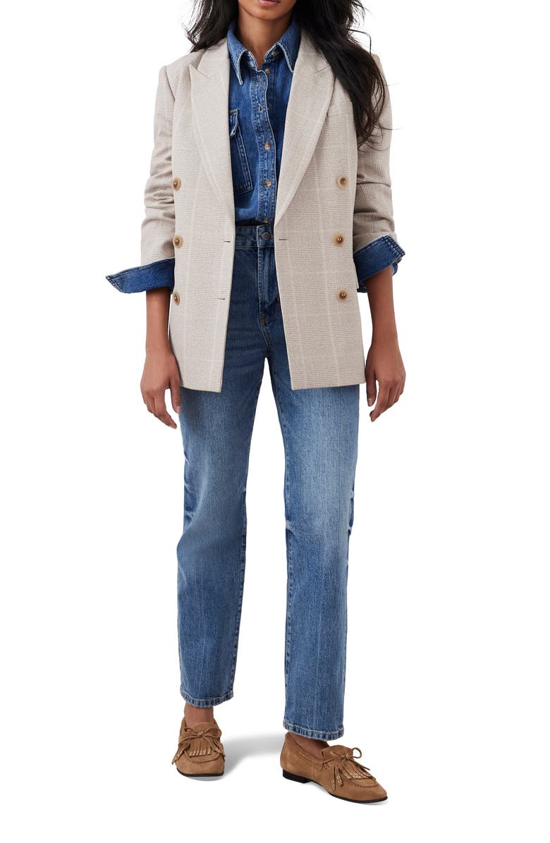 MINT VELVET Checked Double Breasted Blazer, Alternate, color, Neutral