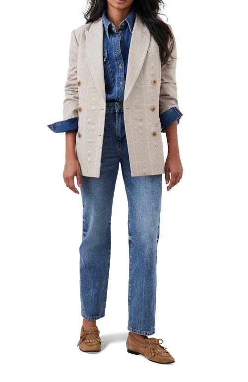 Mint Velvet Checked Double Breasted Blazer In Neutral