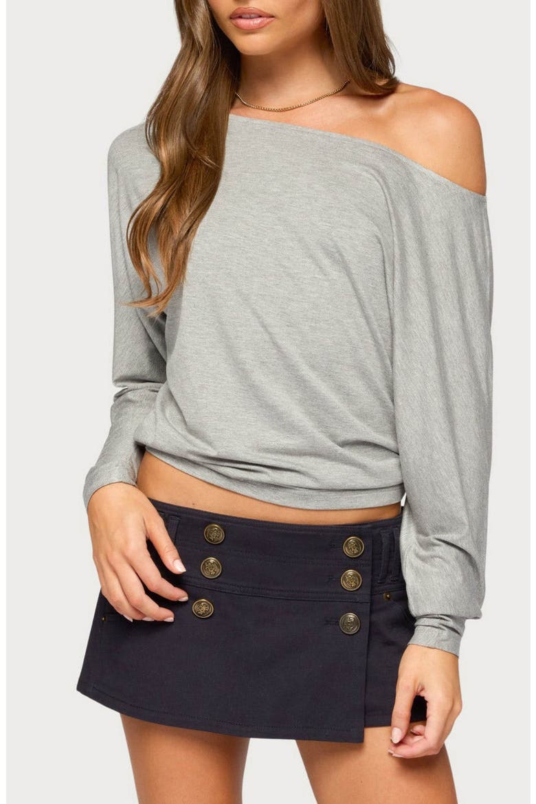 Pazzy Off Shoulder Top, Main, color, GRAY-MELANGE