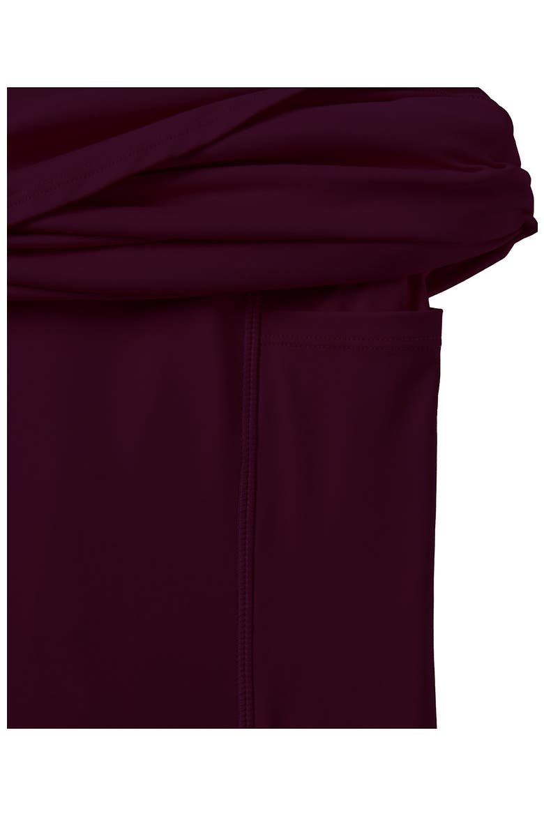 High Waisted Tulip Hem Swim Skort, Alternate, color, Dark Wine