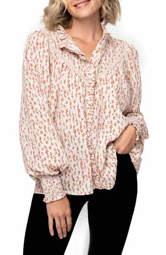 Long Sleeve Crochet Trim Blouse