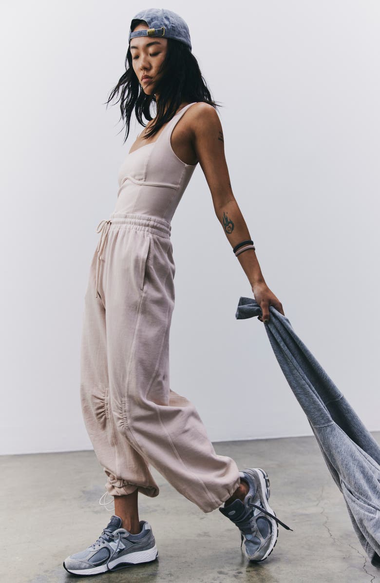 Free People FP Movement Inbound Stretch Cotton Jumpsuit, Alternate, color, Cashmere