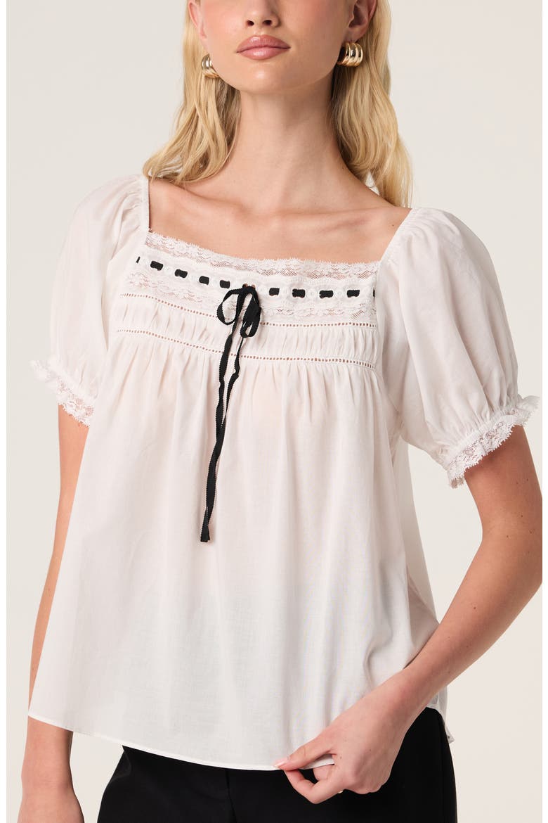 Carola Puff Sleeve Cotton Top, Main, color, OFF WHITE