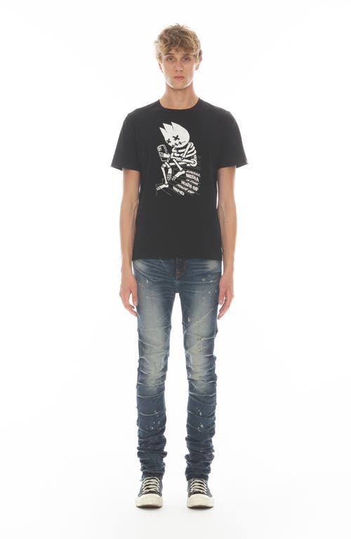 Cult Of Individuality Punk Nomad Paint Splatter Ripped Super Skinny Jeans In Cactus