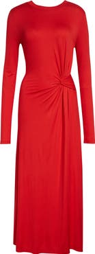 Derek Lam 10 Crosby Avise Long Sleeve Twist Detail Jersey Midi Dress