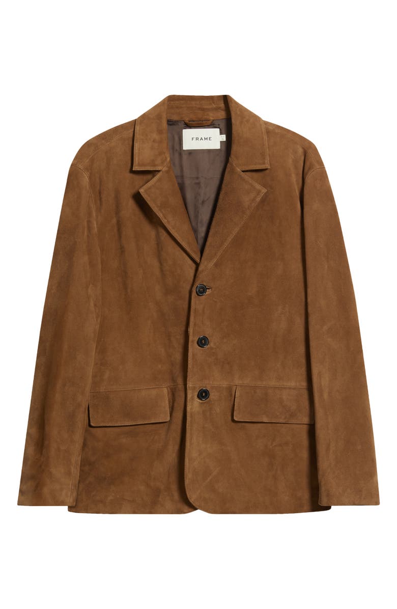 FRAME Brown Suede Blazer, Alternate, color, Caramel