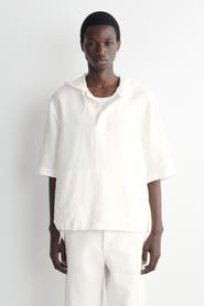 COS Drawstring Hooded Linen Popover Shirt