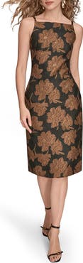 Donna Karan New York Metallic Floral Jacquard Sheath Dress