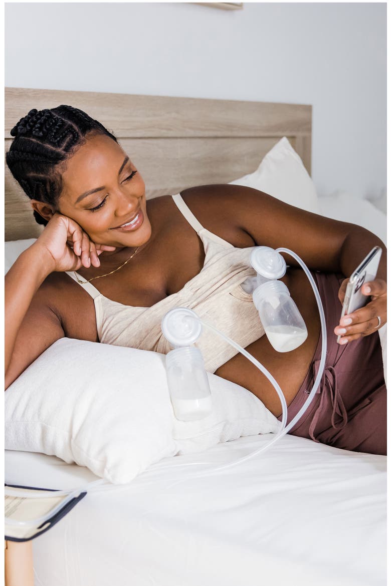 Sublime Hands-Free Pumping Lounge & Sleep Bra- Fits sizes 30B - 46D, Alternate, color, OATMEAL HEATHER