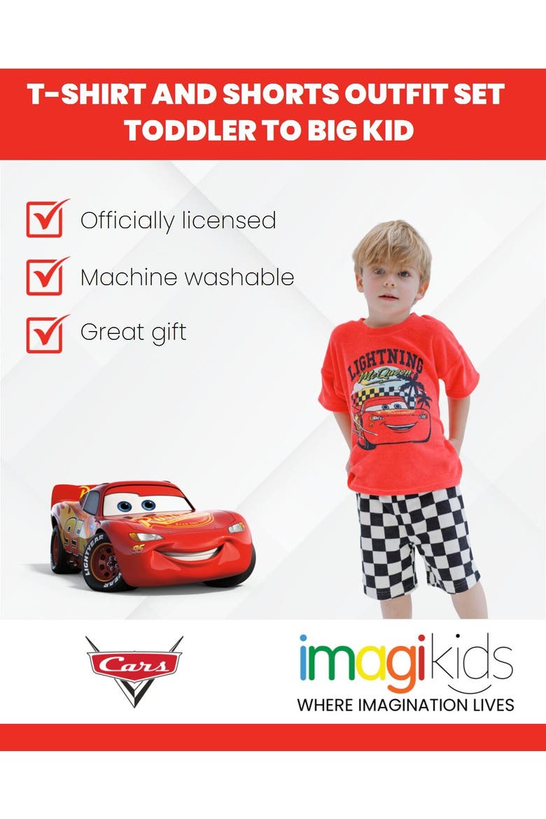 Mickey Mouse Boys' Loop Terry 2-Piece T-Shirt and Shorts Set, Alternate, color, Lightning McQueen Red