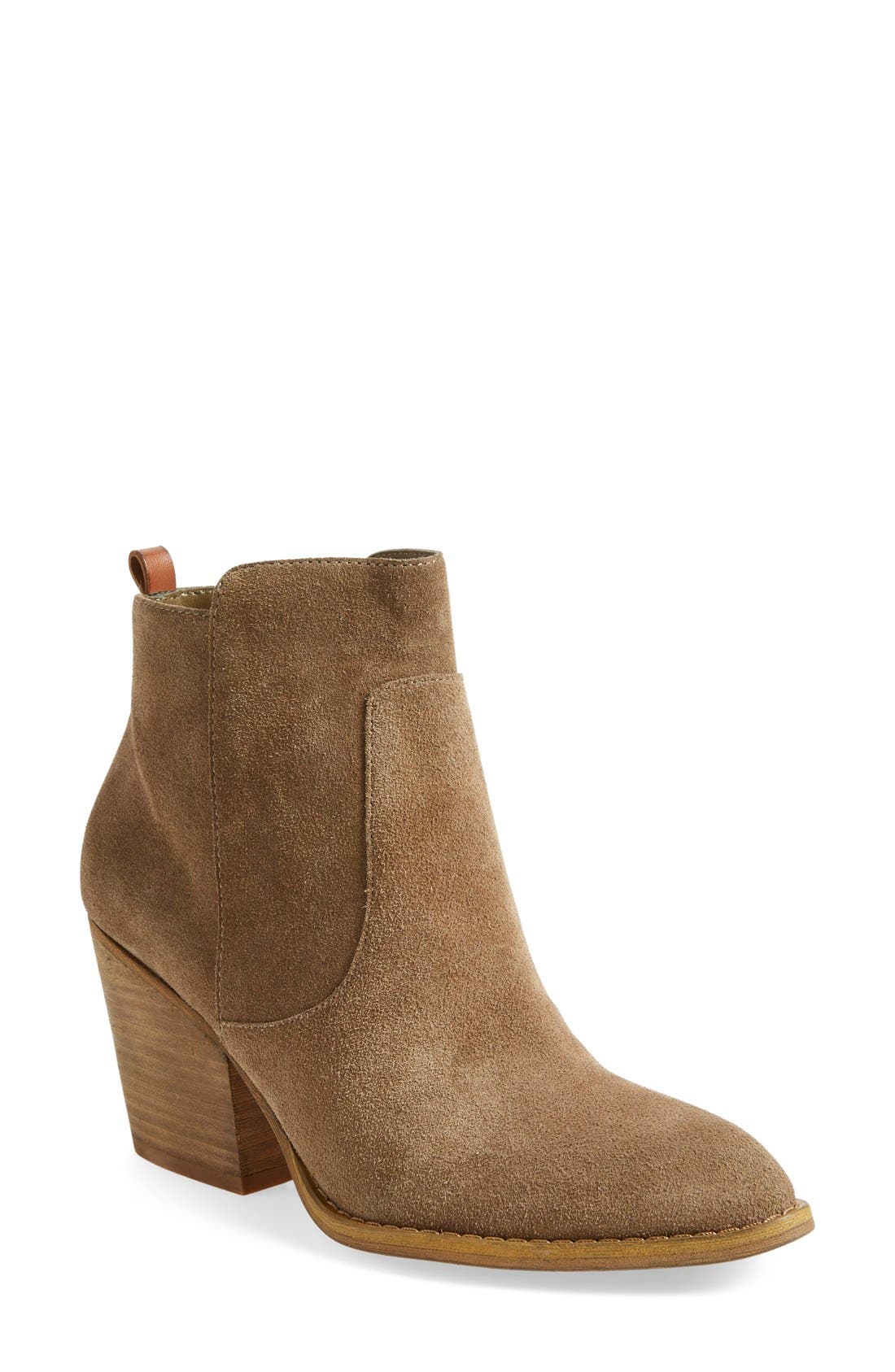 'Winsor' Block Heel Bootie, Main, color, SAND SUEDE