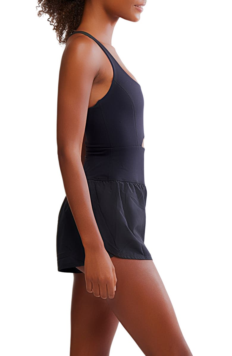 Free People FP Movement Righteous Runsie Reflect Romper, Alternate, color, Black Combo