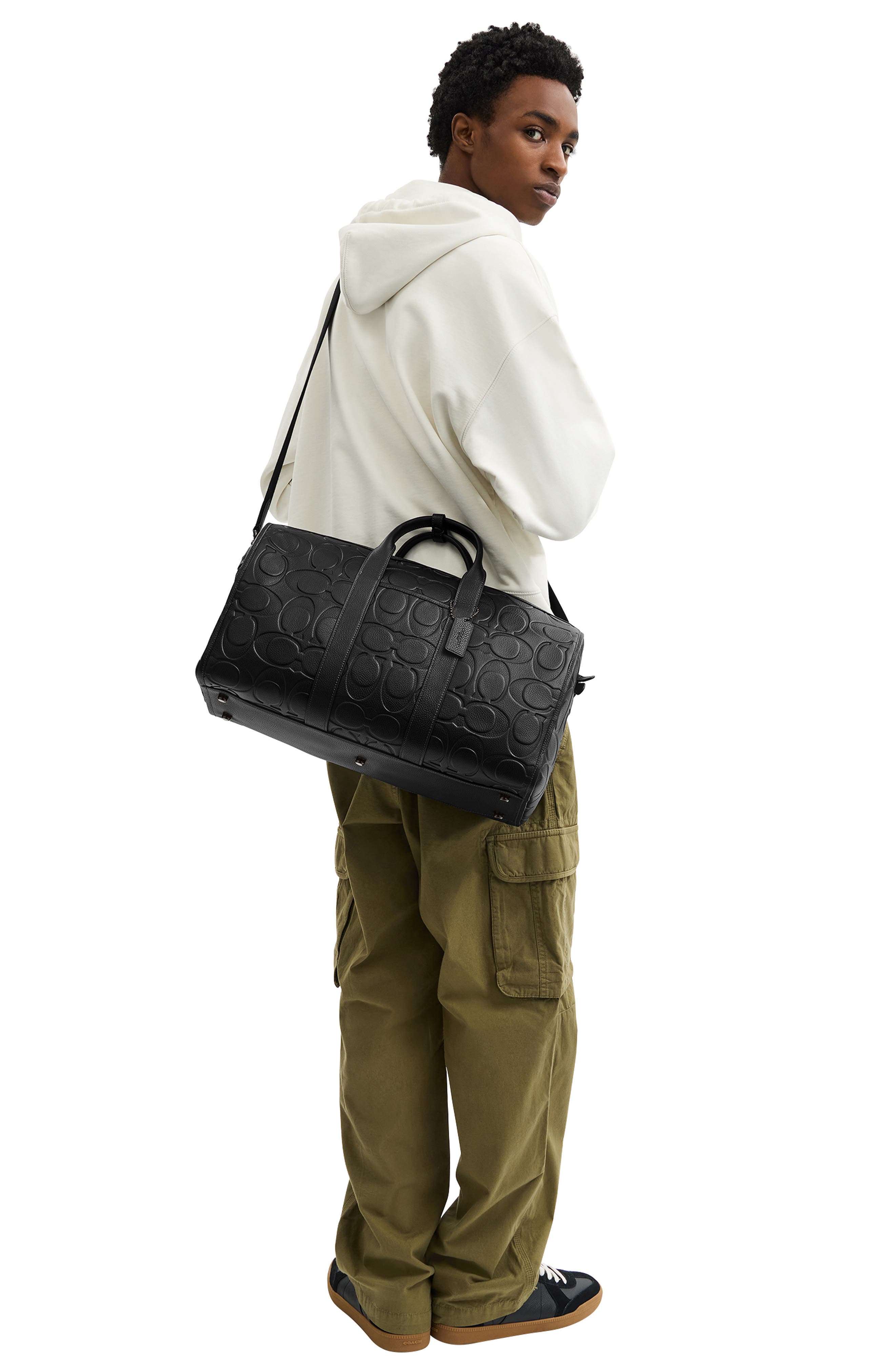 COACH Gotham 45-Inch Maxi Signature Embossed Leather Duffle Bag, Alternate, color, 