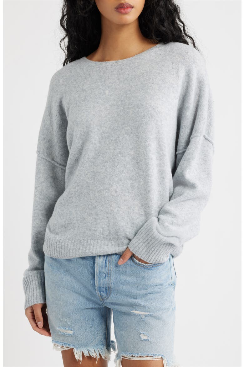 Emily Crewneck Sweater, Main, color, LIGHT GREY MARLE